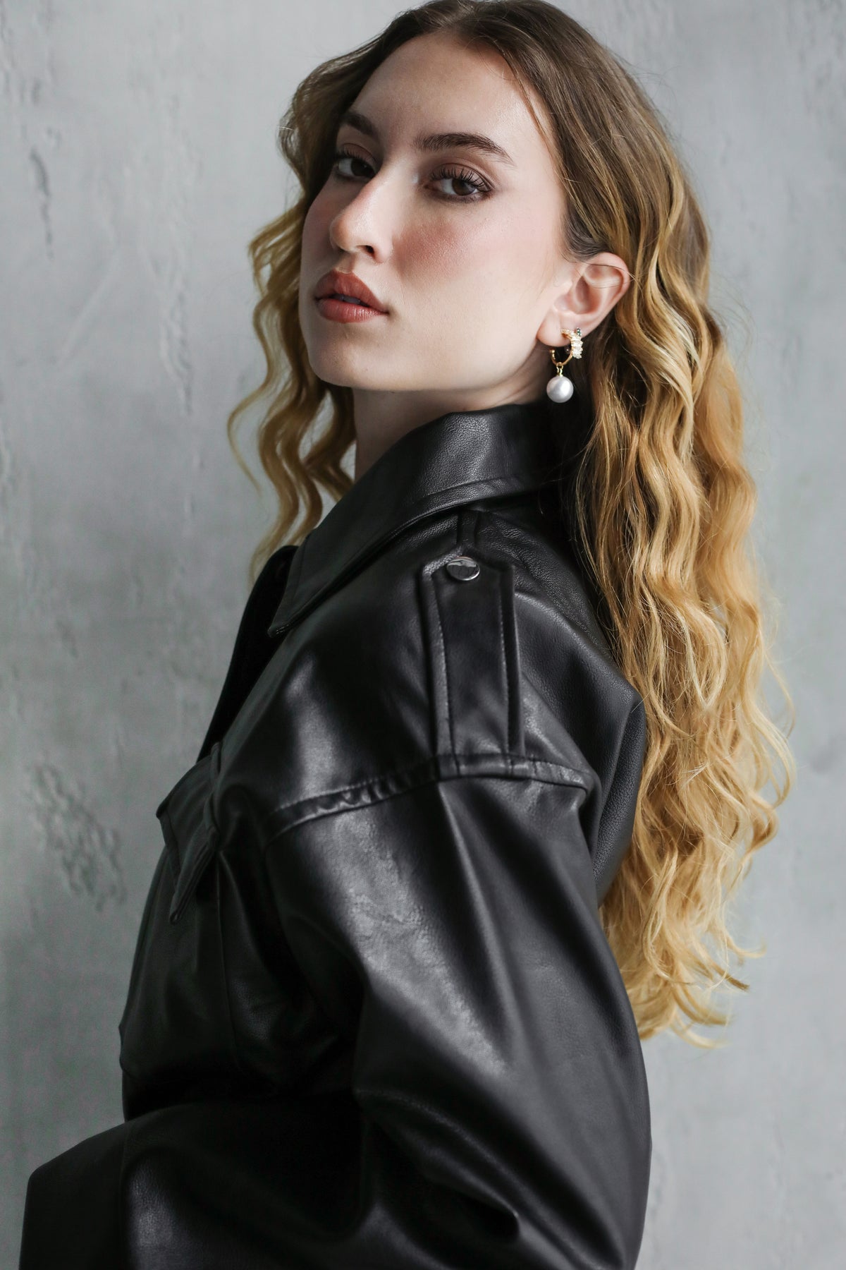 Fearless Belted Leather Jacket - Black