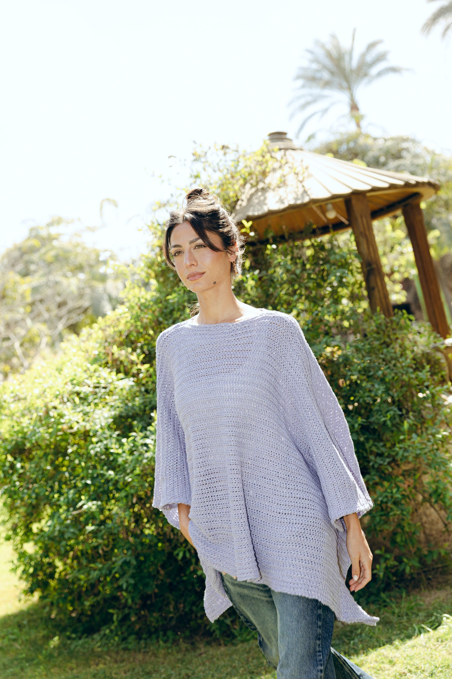Seen At Sunset Crochet Cape in Lilac