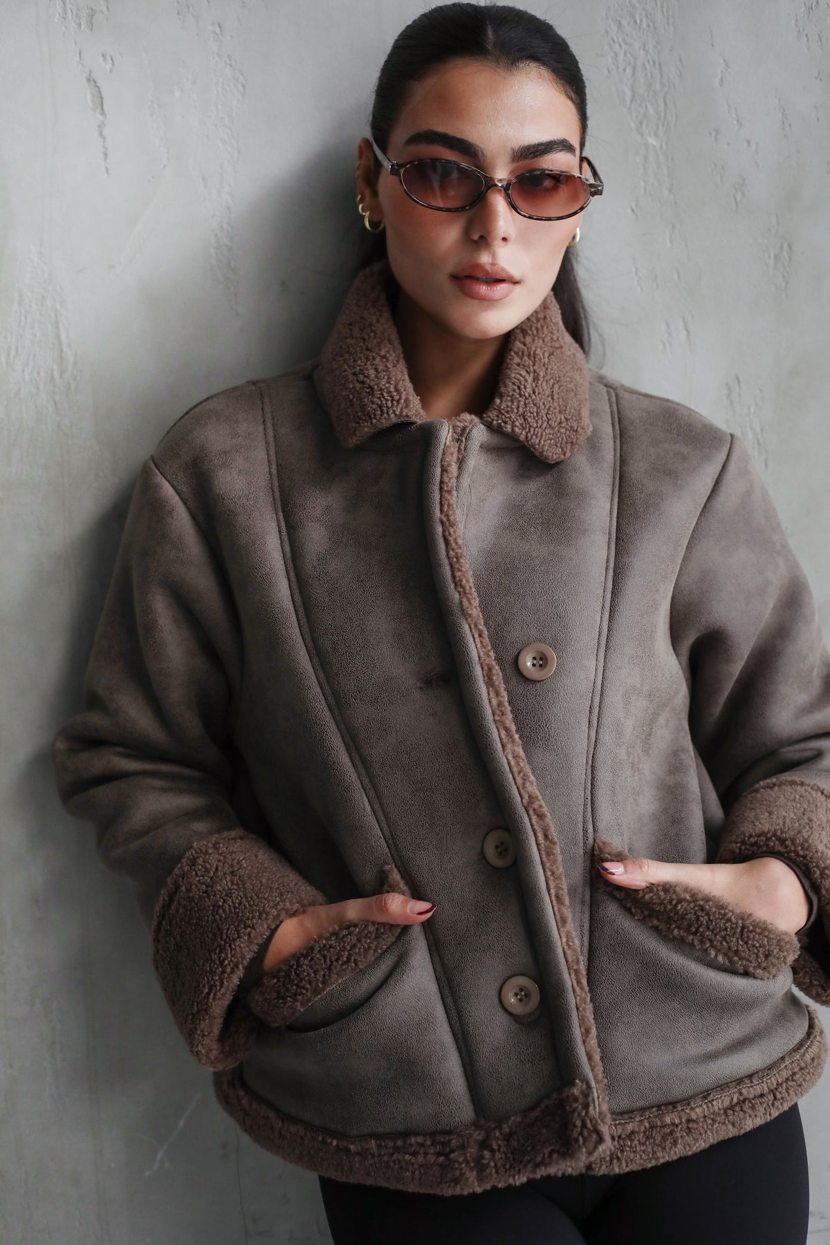 Feeling Cozy Shearling Jacket - Brown