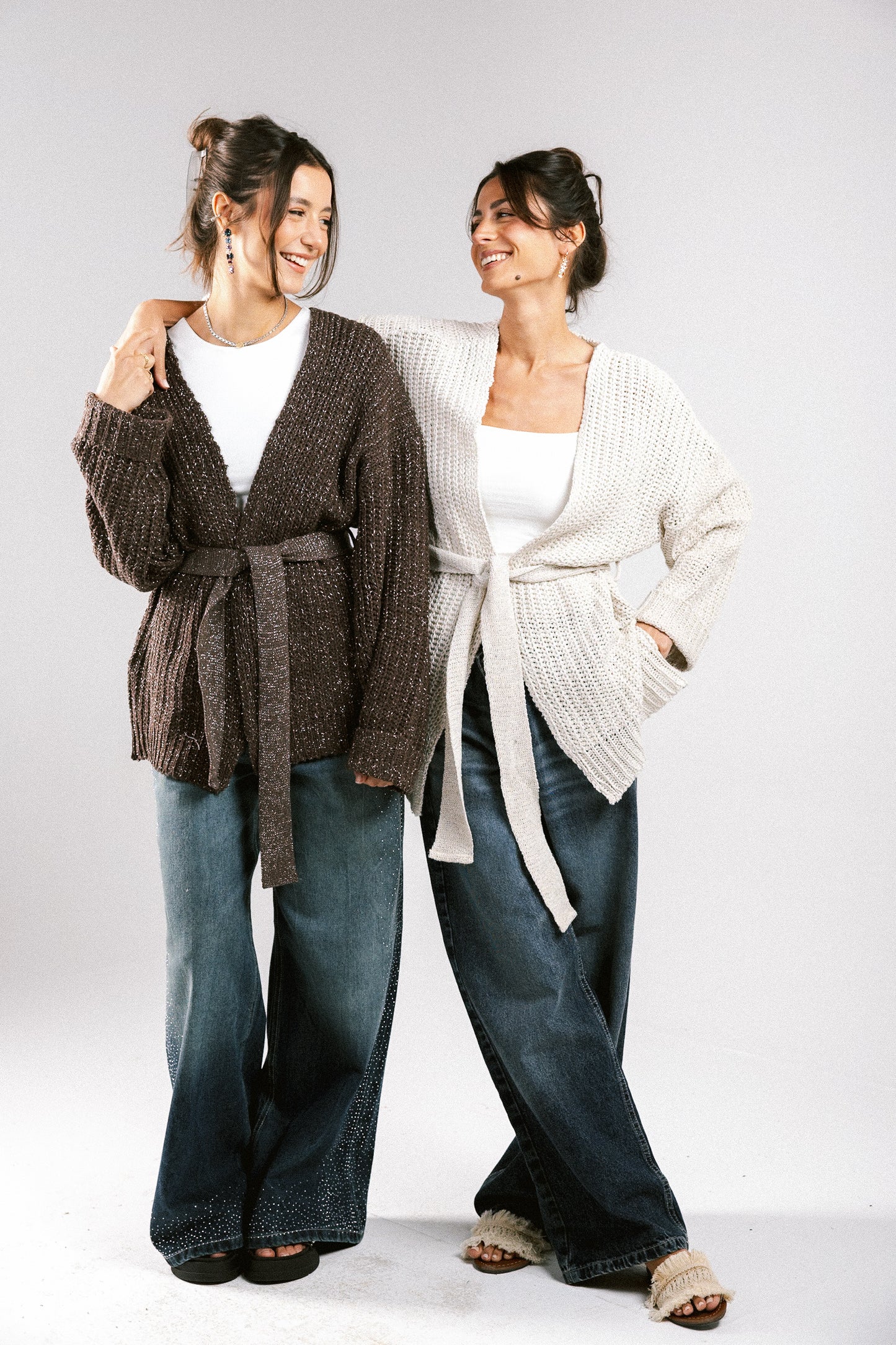 Crystal Skies Crochet Cardigan - Brown
