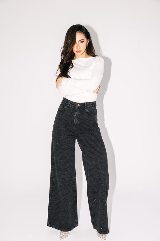 All Eyes On You Denim Pants - Black