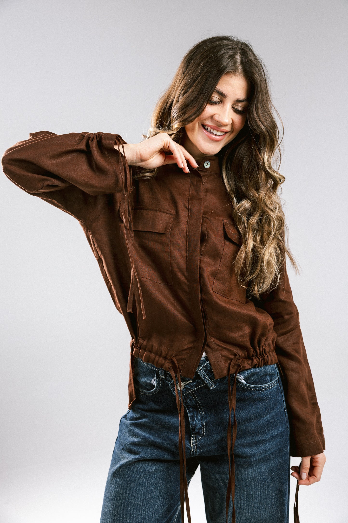 Pretty Fringes Linen Shirt - Brown