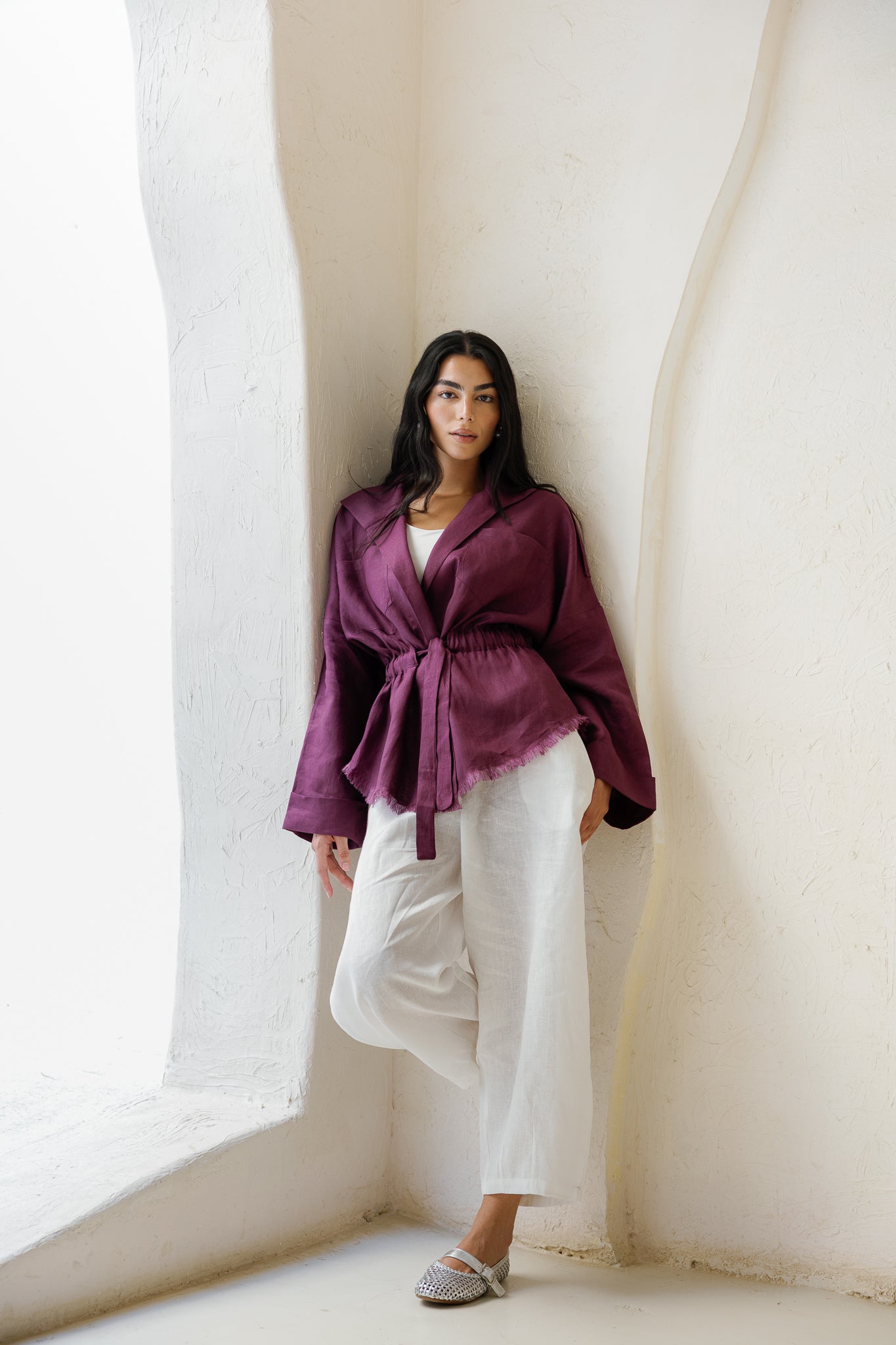 Amalia’s Signature Linen Top - Purple