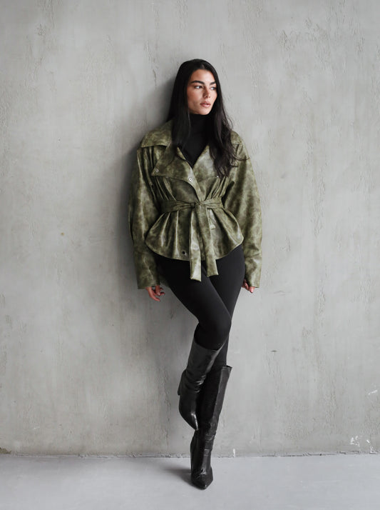 Not Your Basic Leather Jacket - Olive