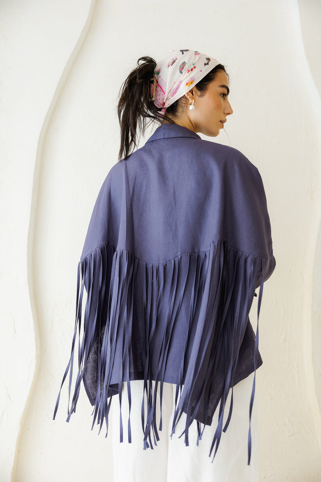 Summer Smiles Linen Top - Navy