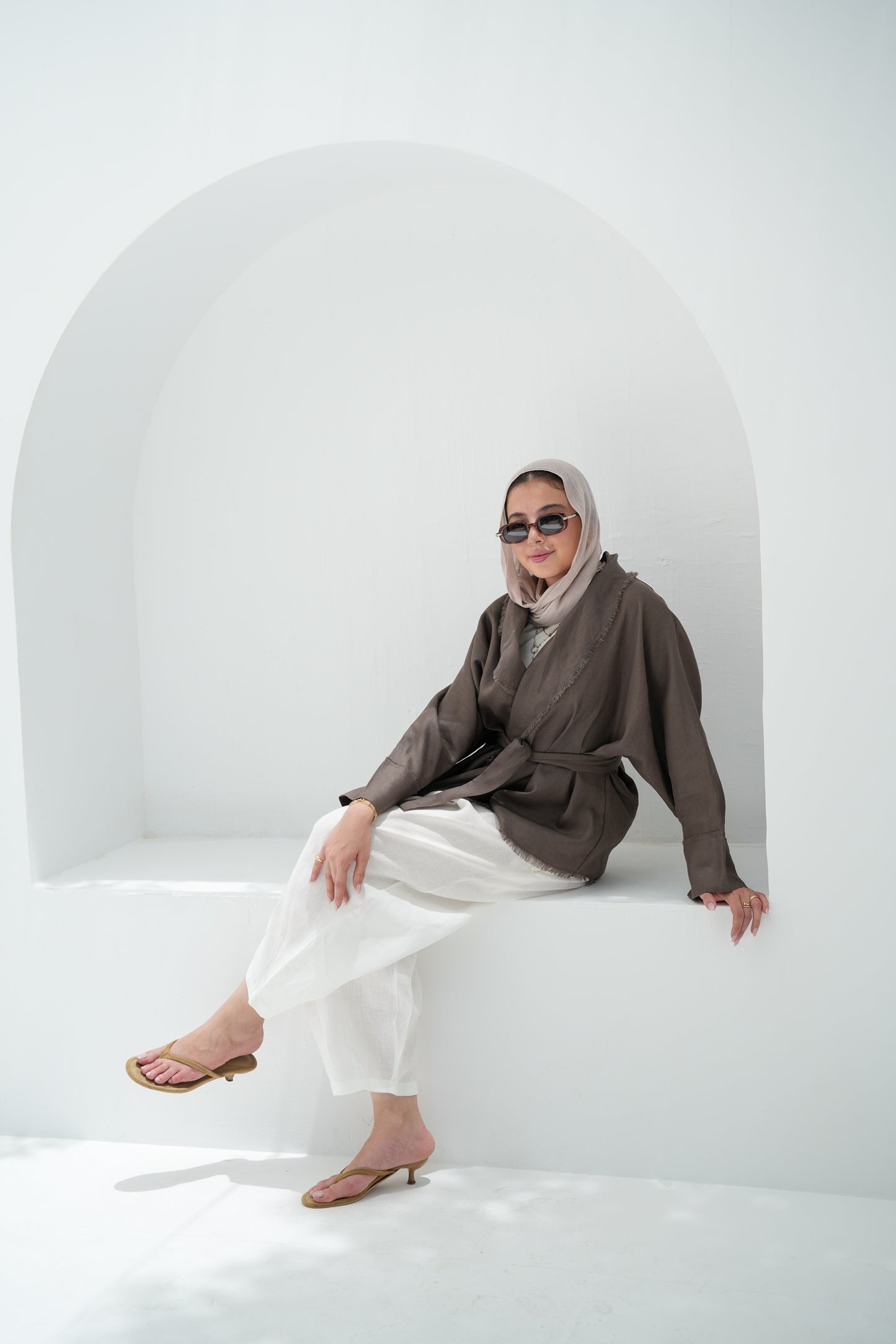 Sun Chaser Linen Cardigan - Mushroom