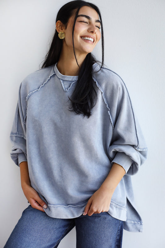 Sweet Escape Sweatshirt - Washed Babyblue