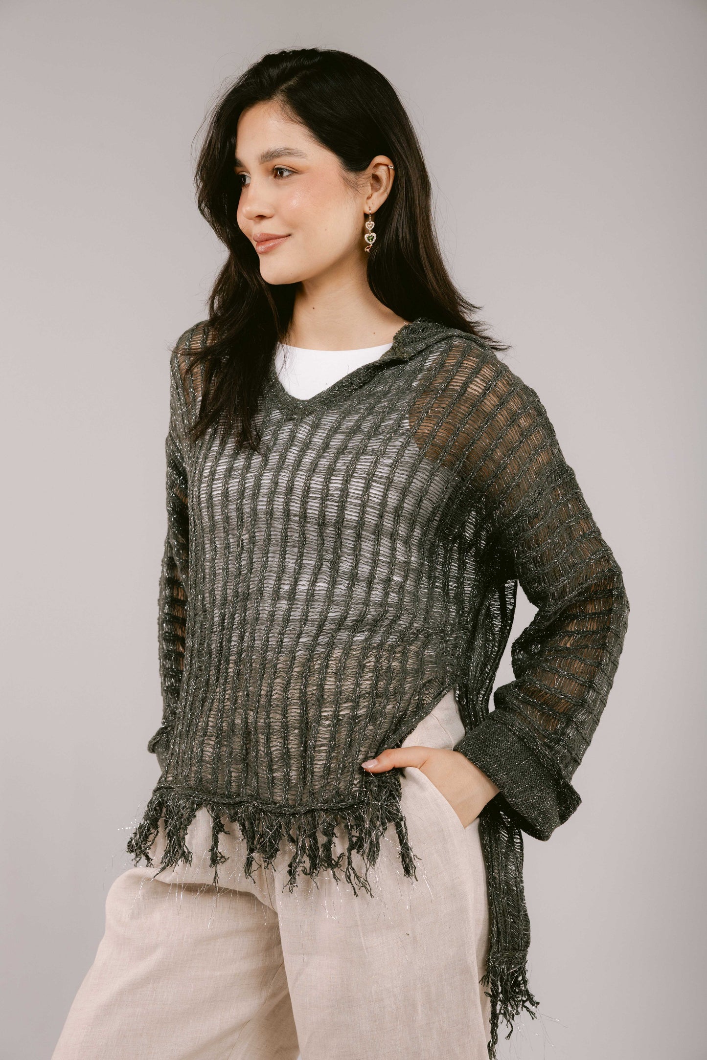 By The Beach Crochet Top - Olive