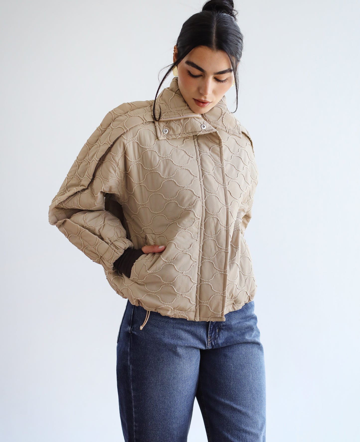 Around The World Bomber Jacket - Sandstone
