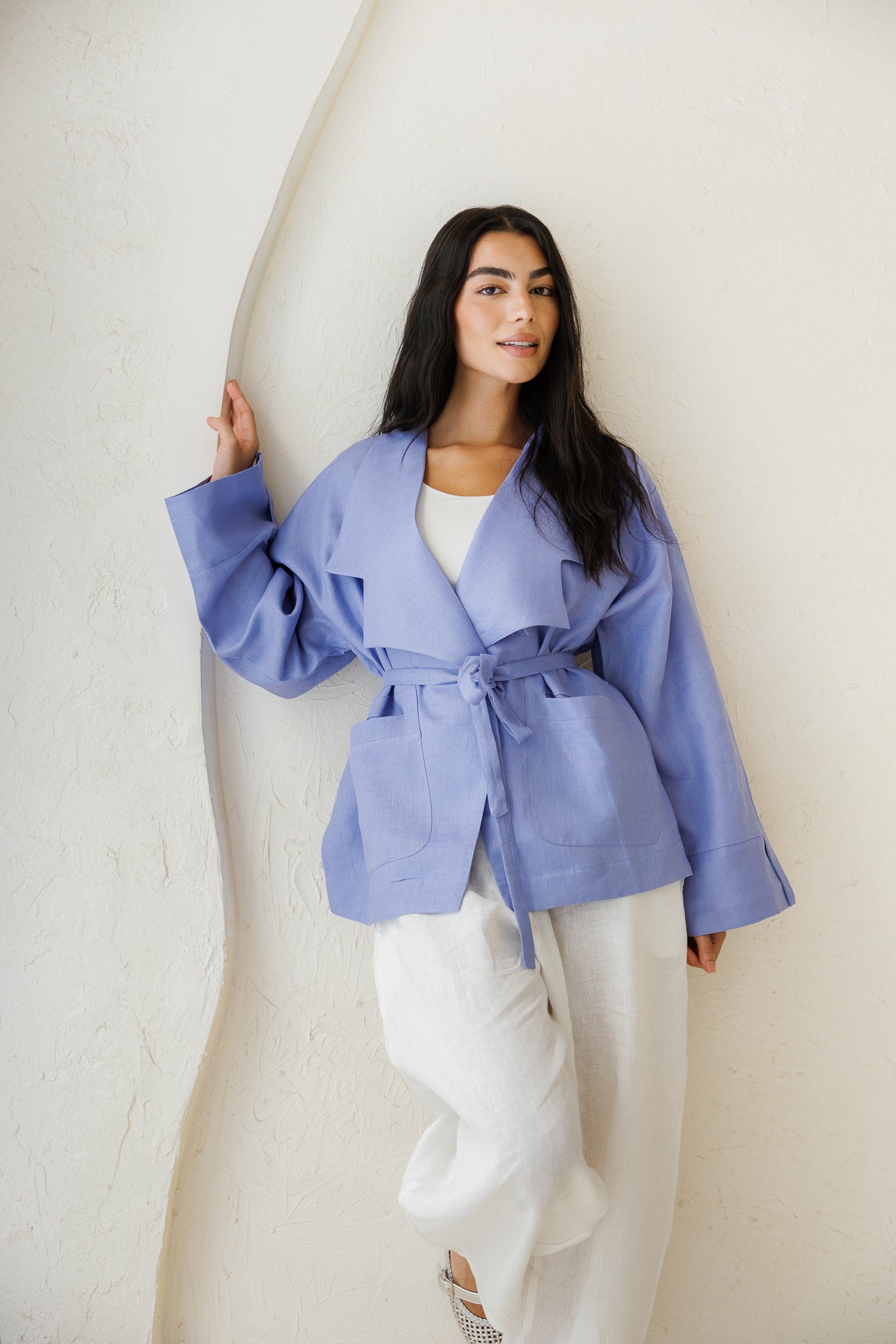 Full of Sunshine Linen Cardigan - Dusty Blue
