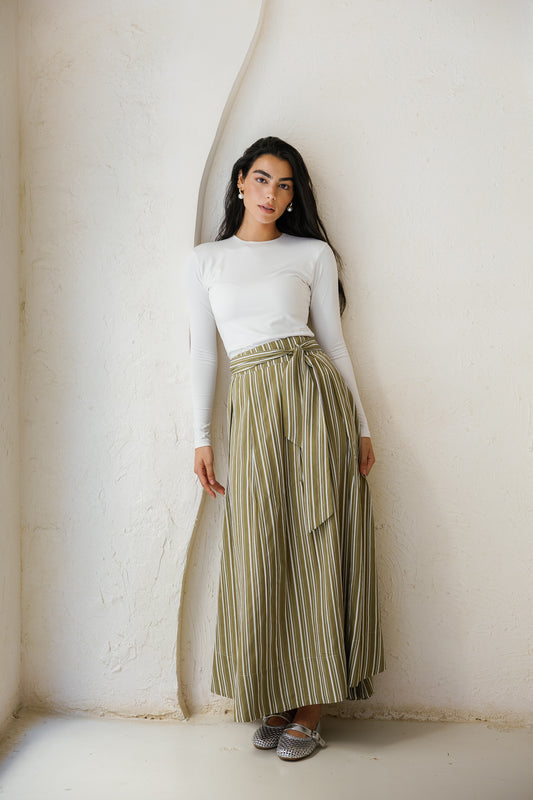 Your Favorite Striped Skirt - Olive