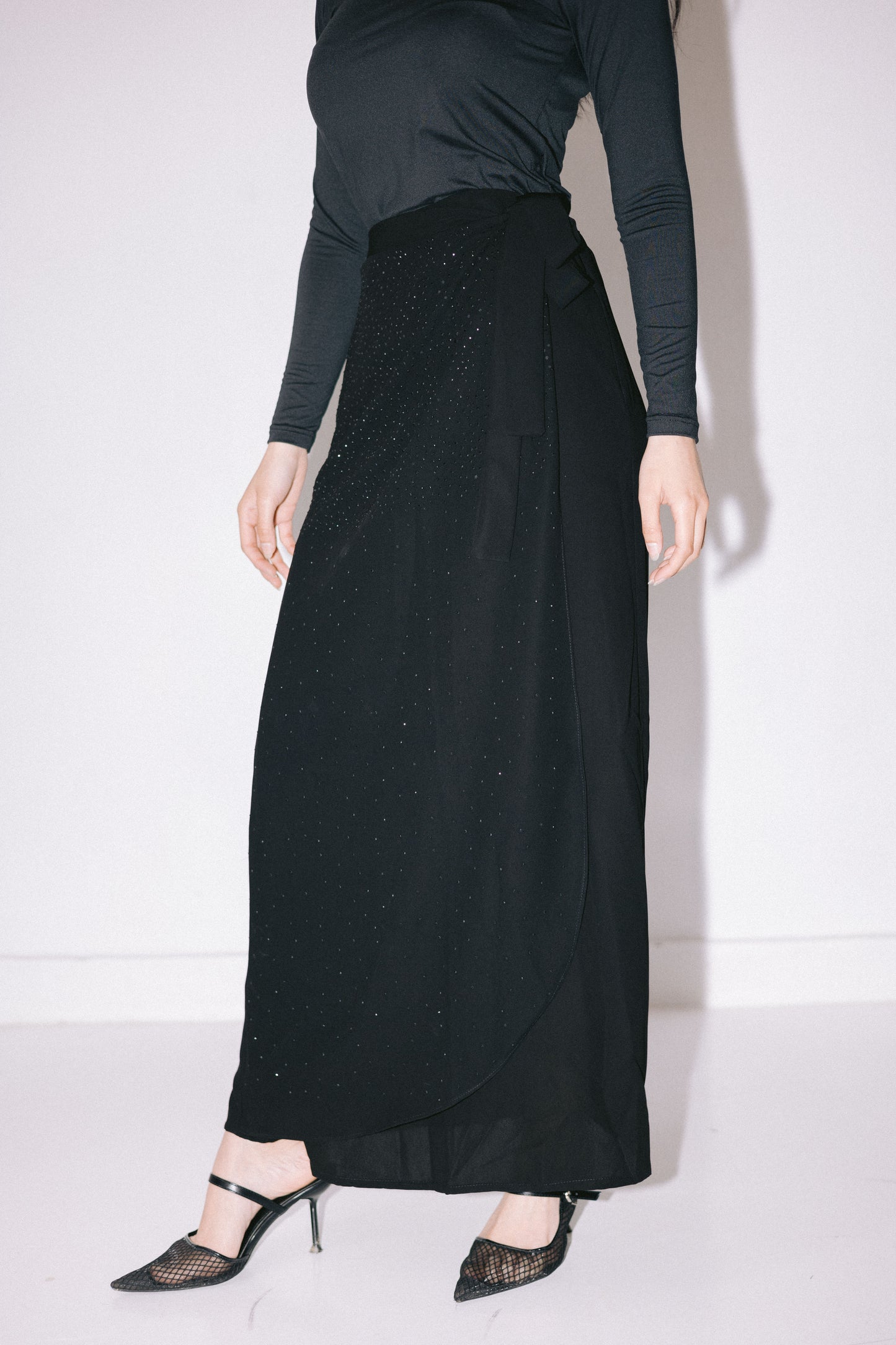 Stardust Wrap Skirt in Black