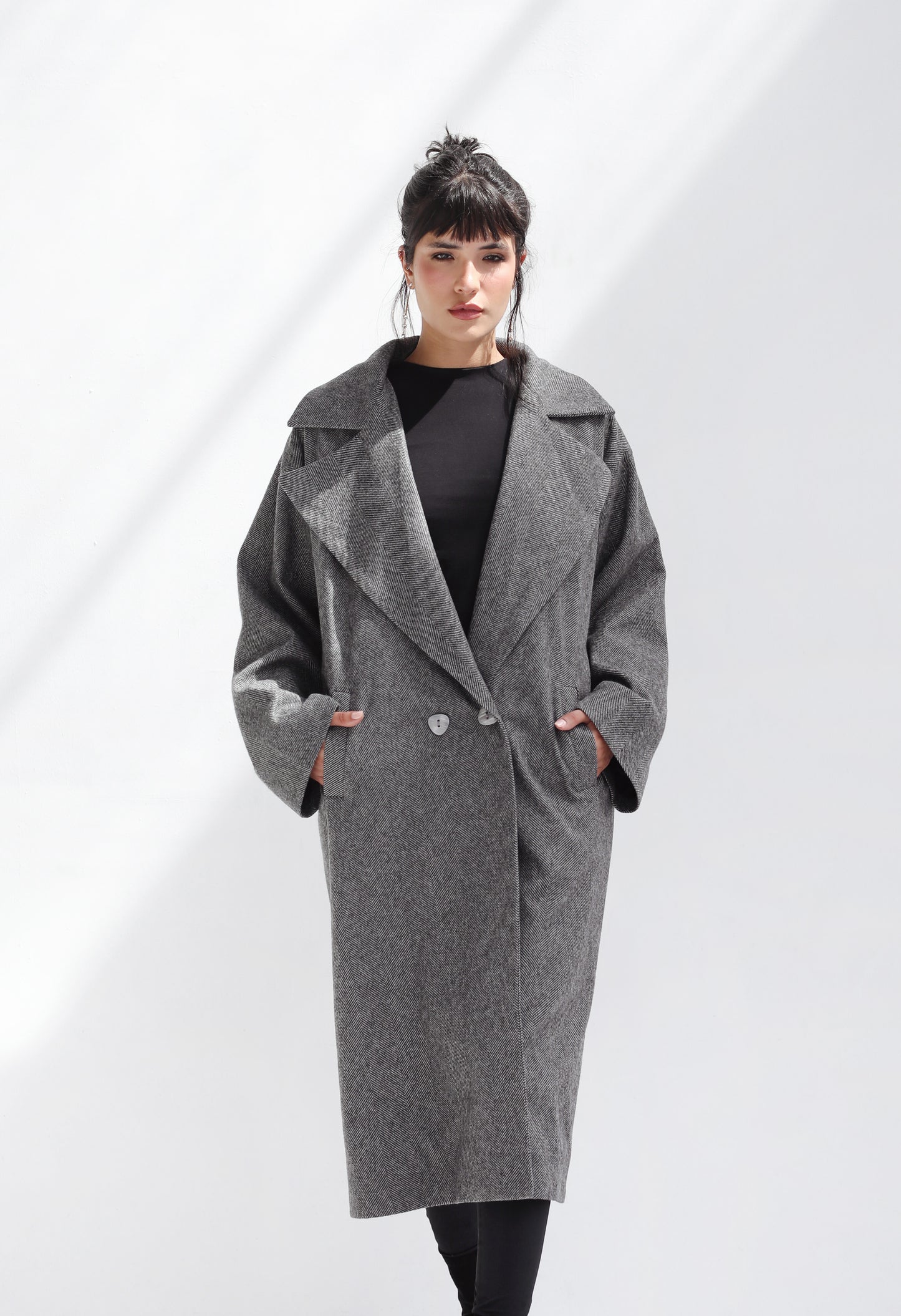 Long Time Coat - Dark Grey Stripes
