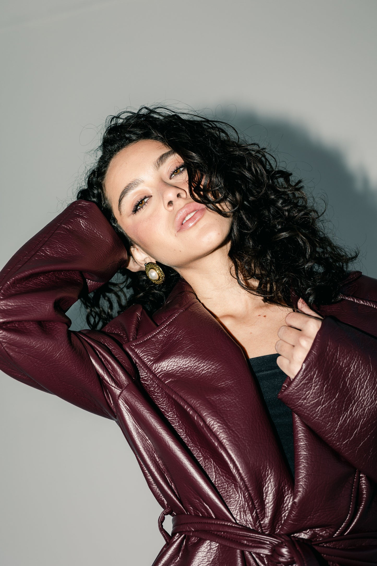 Going Places Leather Blazer (Long Version)  - Burgundy