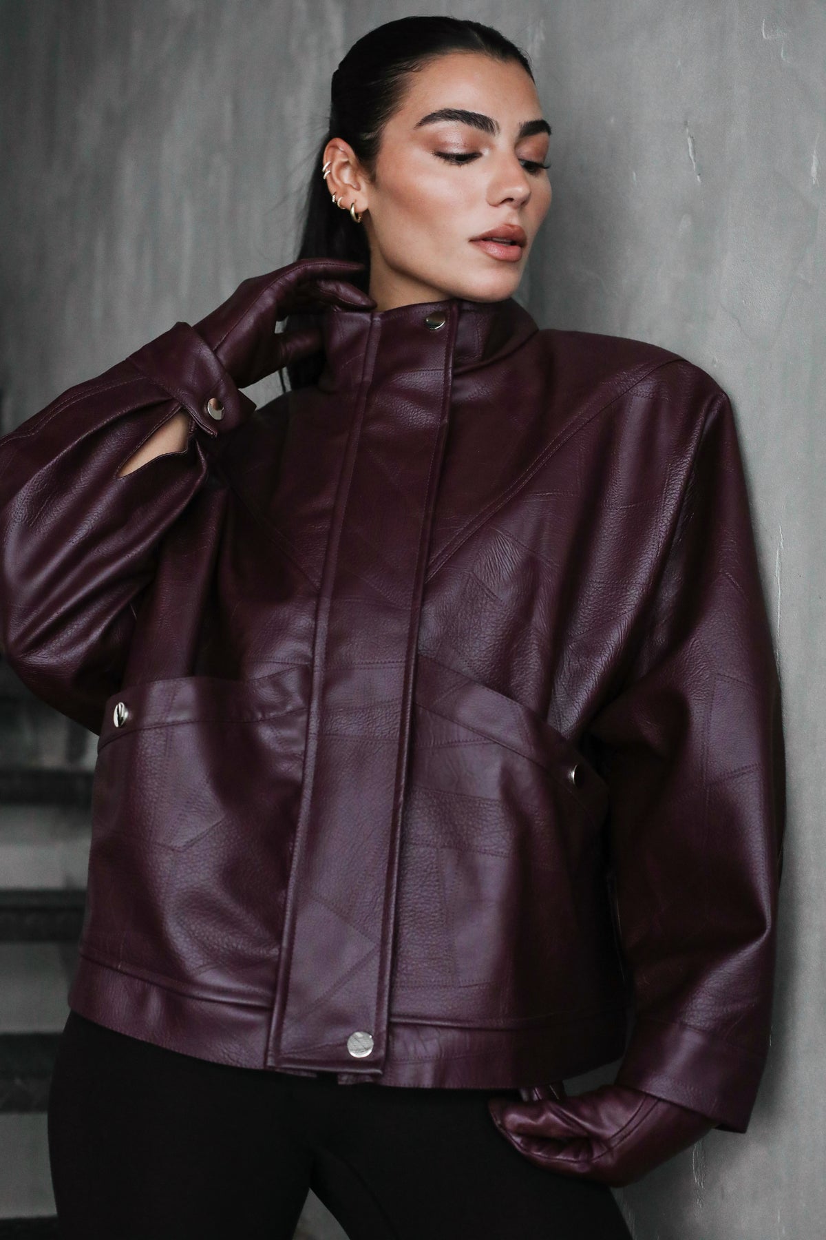 Game Changer Leather Jacket - Burgundy