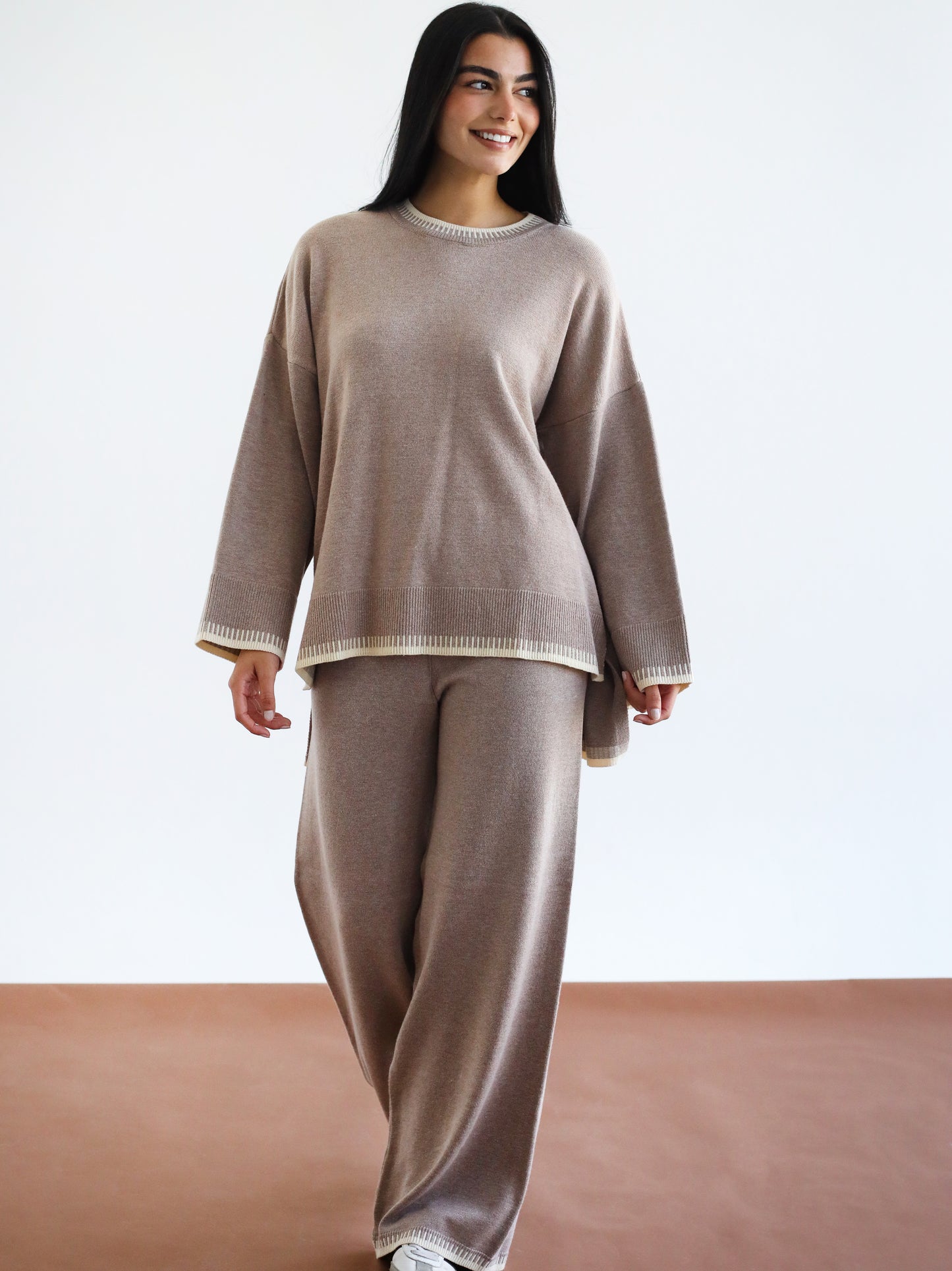 Minding My Business Knit Set - Dusty Mocha