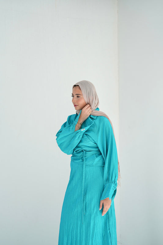 Shimmery Wrap Top - Turqoise