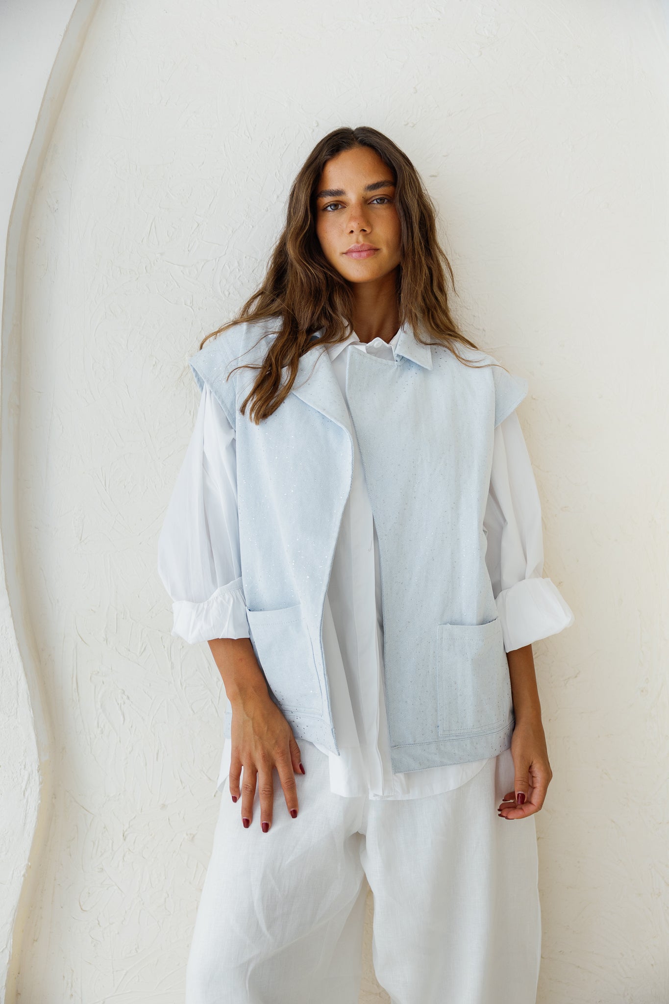 You Have My Heart Denim Vest - Light Blue