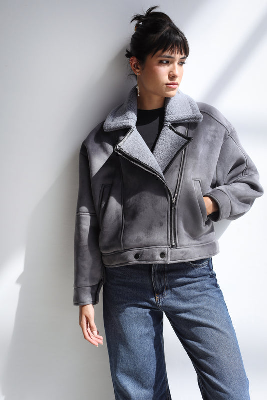 Dare To Dream Moto Jacket - Grey