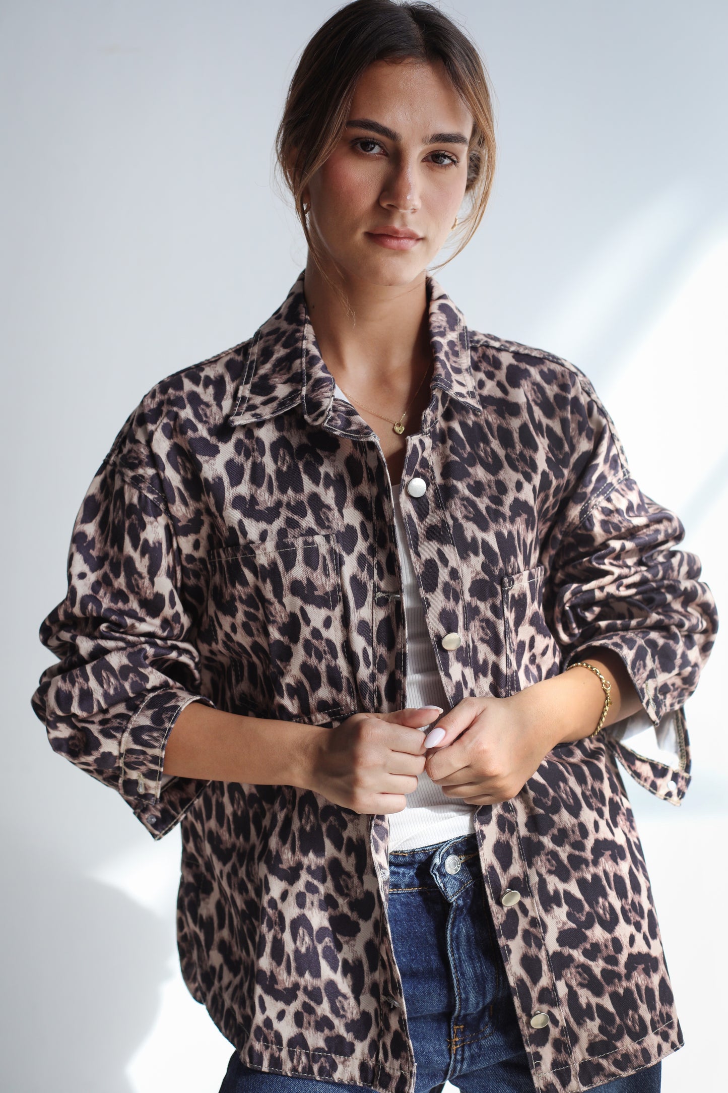 Leopard Denim Jacket