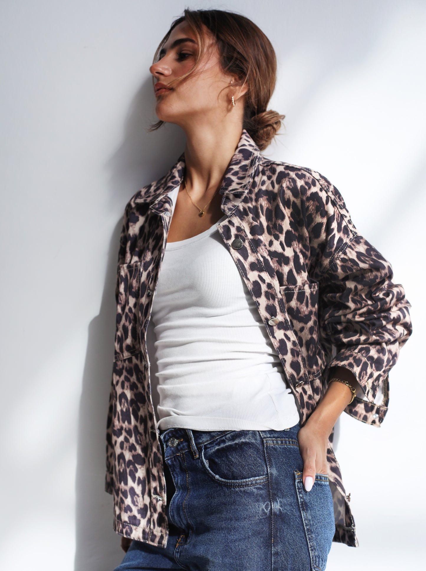 Leopard Denim Jacket