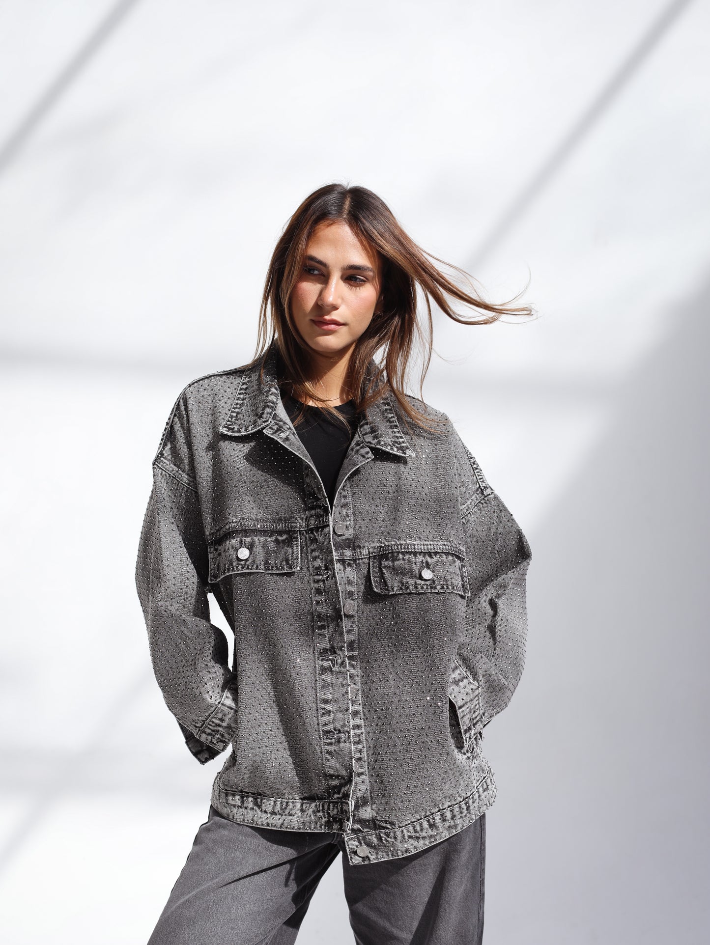 You’re A Gem Denim Jacket in Grey