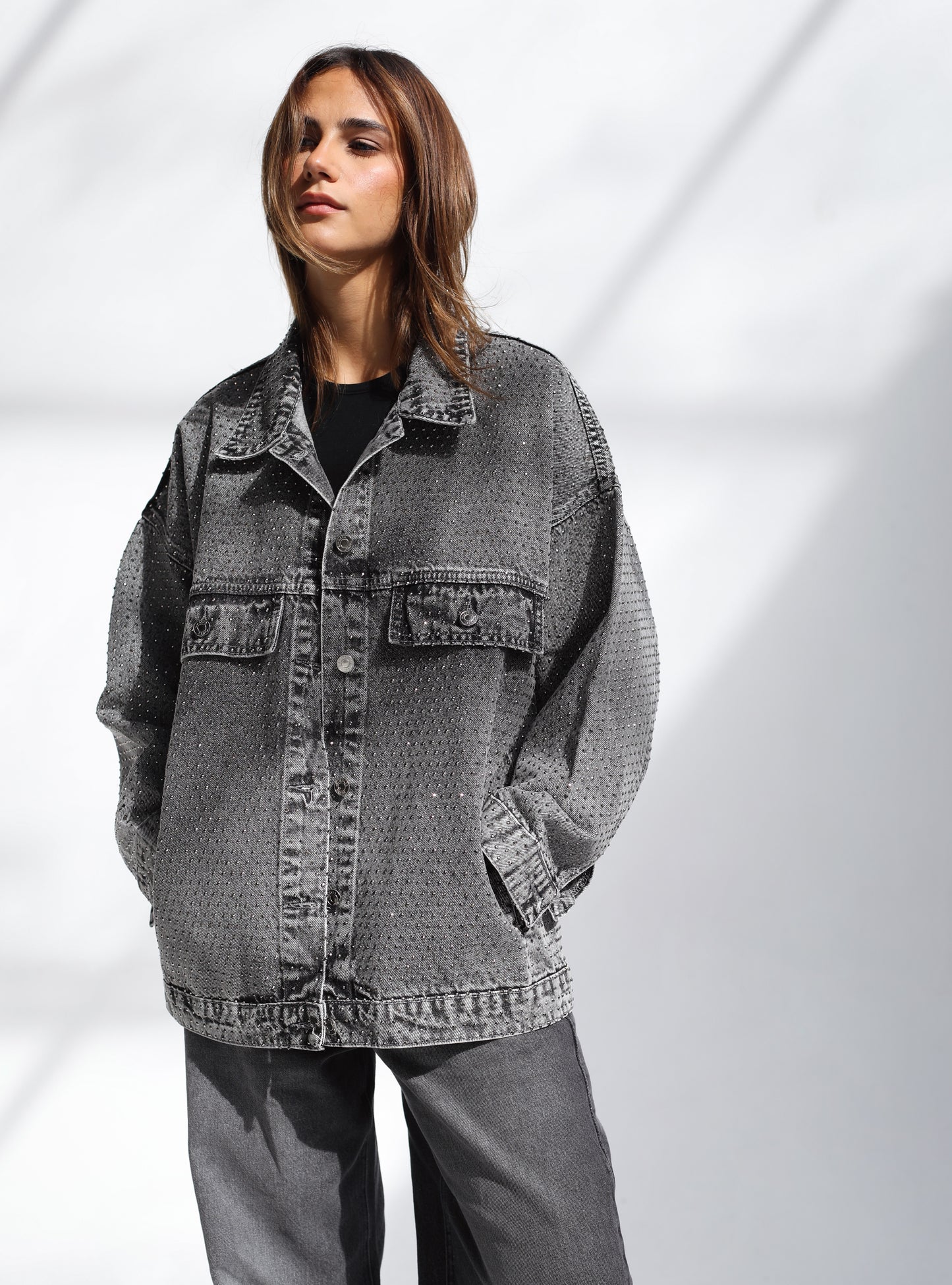 You’re A Gem Denim Jacket in Grey