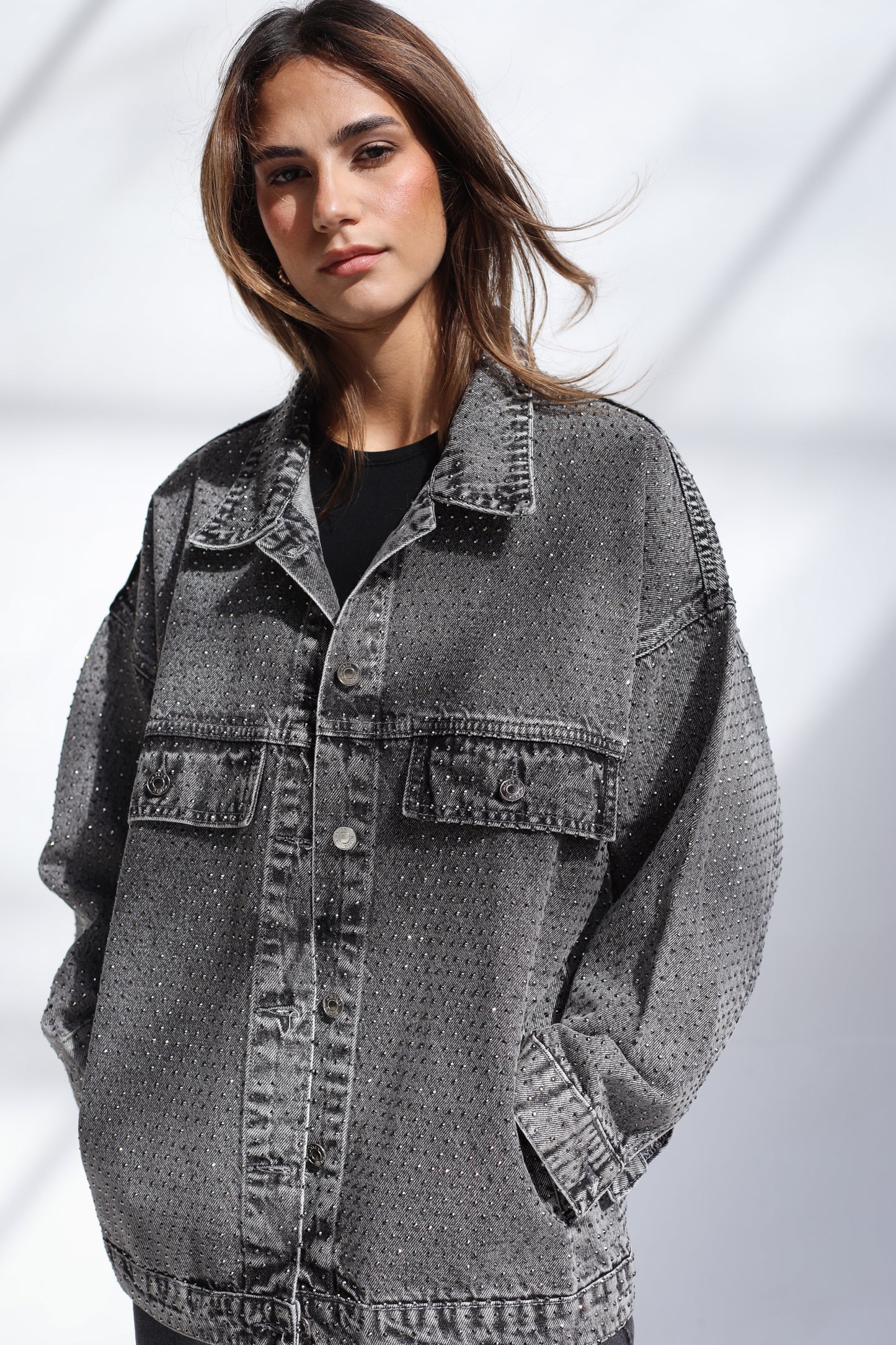 You’re A Gem Denim Jacket in Grey