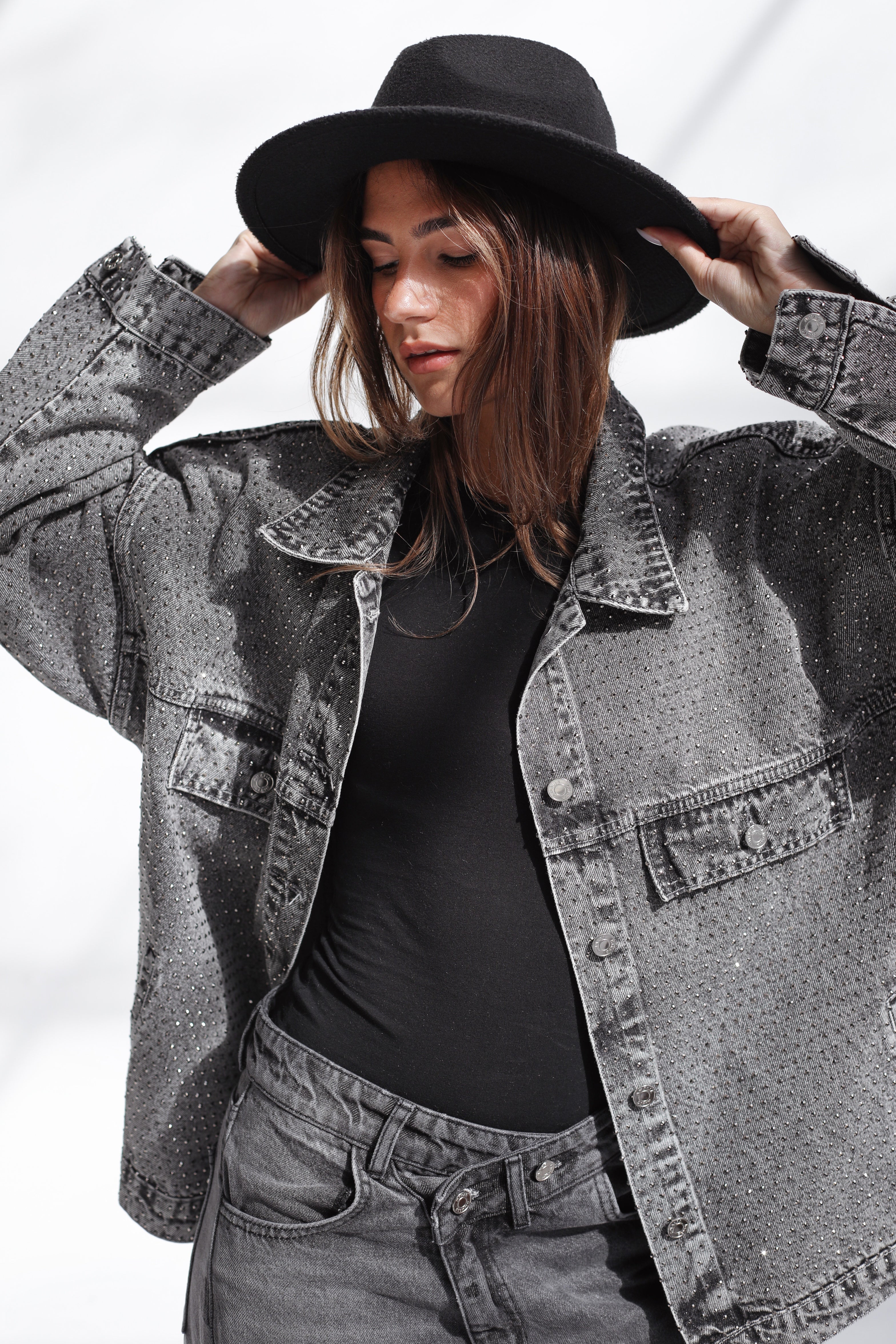 You're A Gem Denim Jacket in Grey – Amalia
