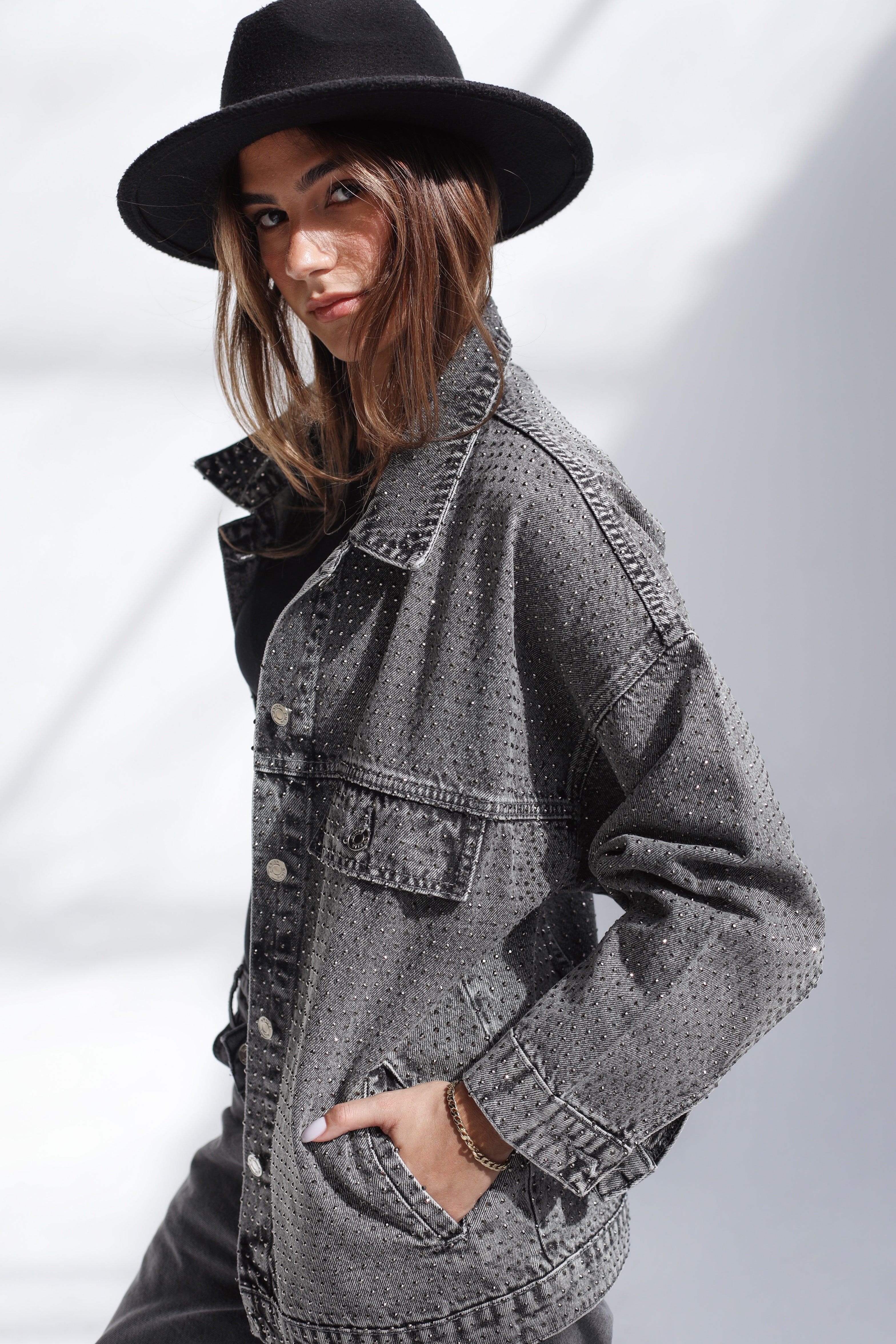 You're A Gem Denim Jacket in Grey – Amalia