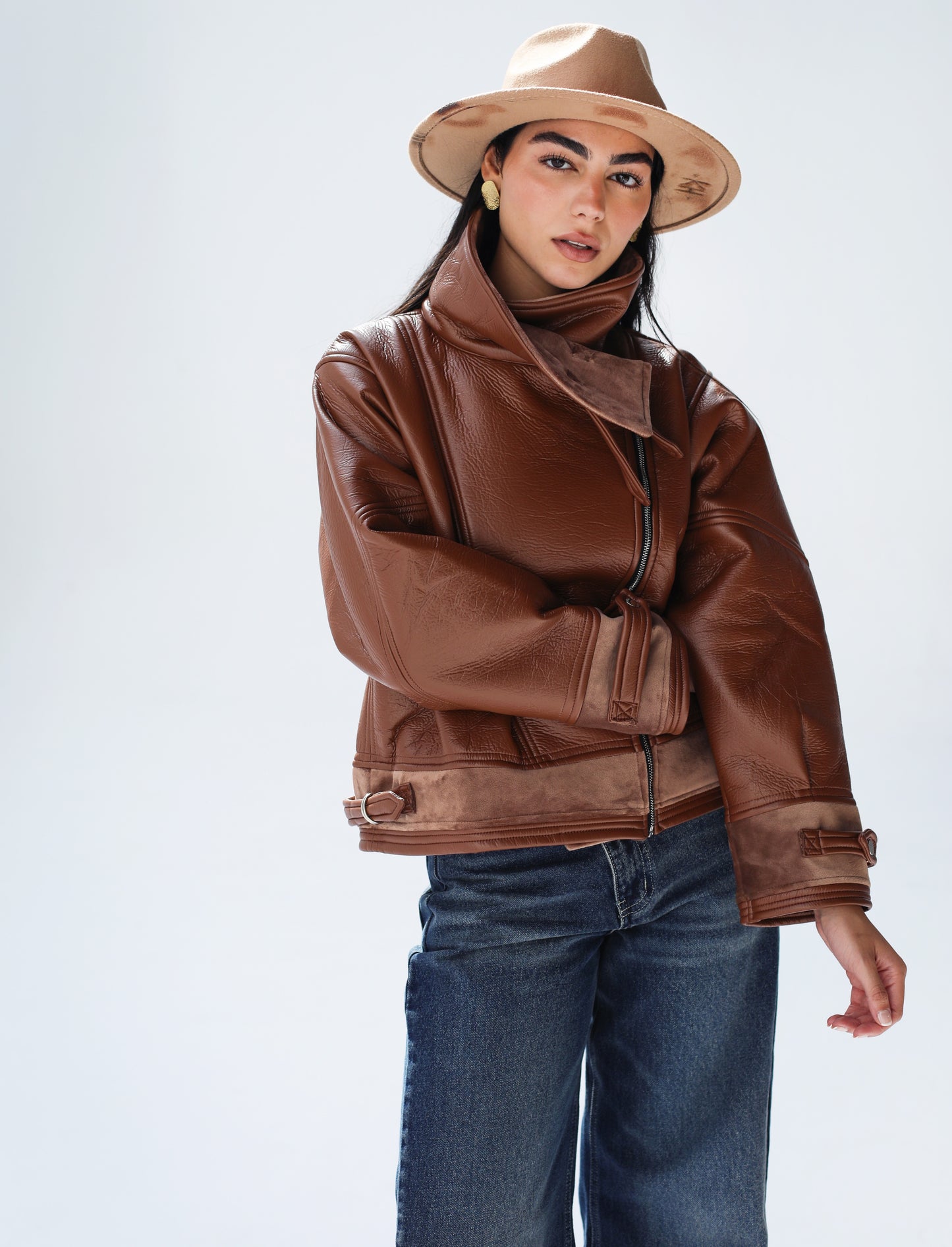 Talk of The Town Leather Jacket - Brown