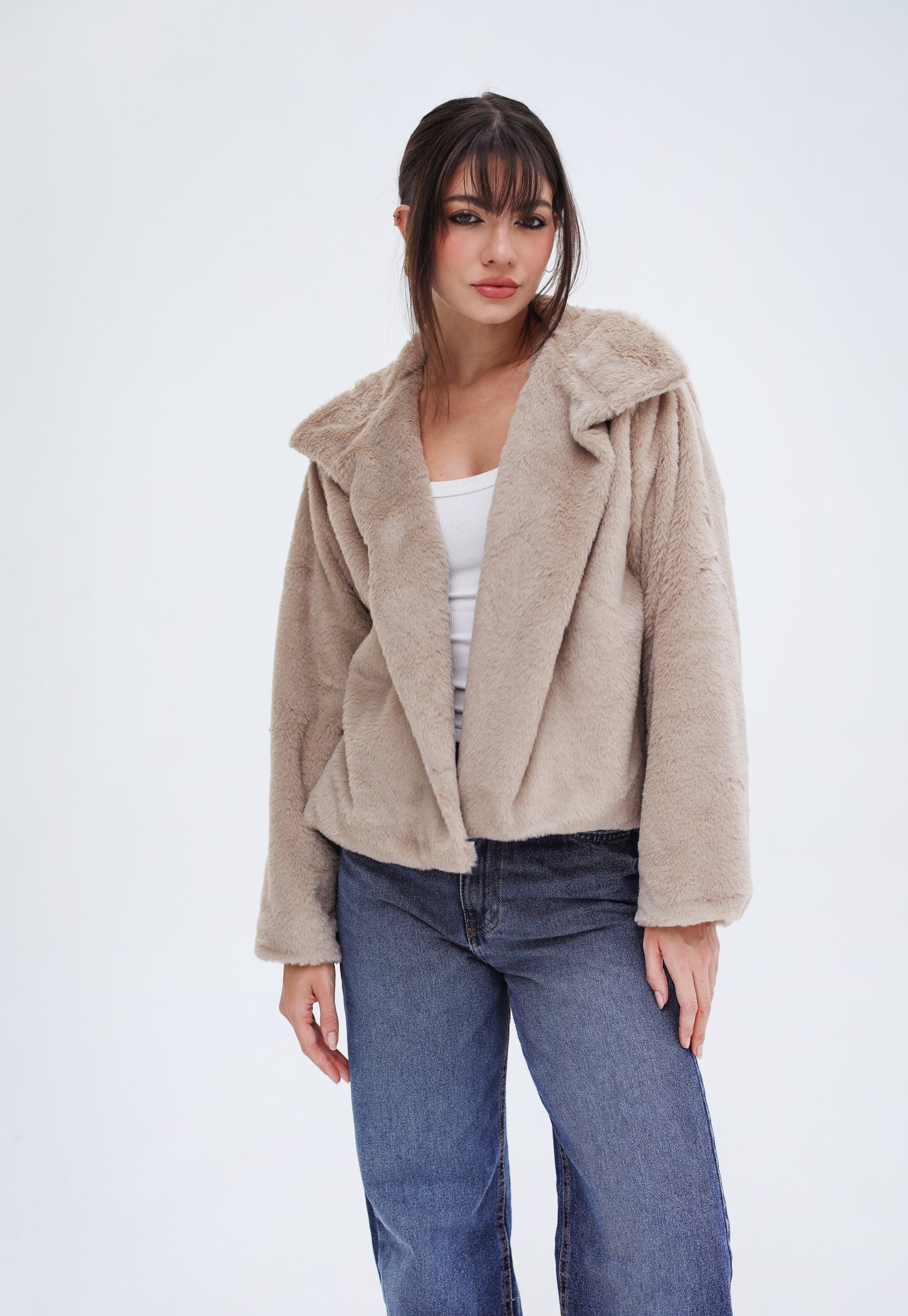 Stunner Faux Fur Jacket - Stone Beige