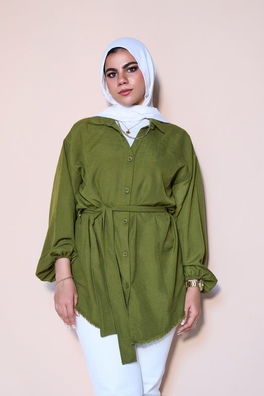 Fringes Blouse in Olive