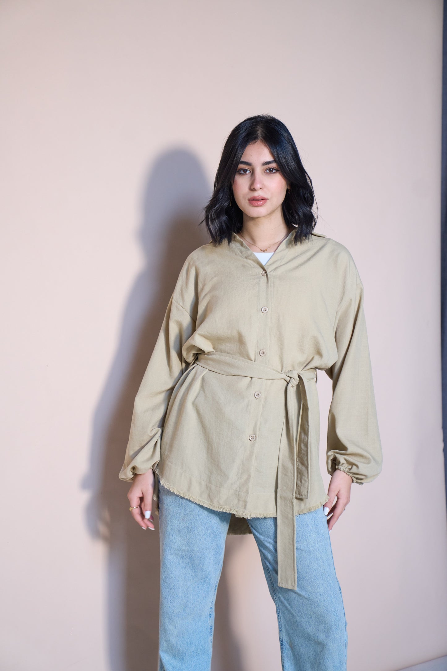 Fringes Blouse in Beige